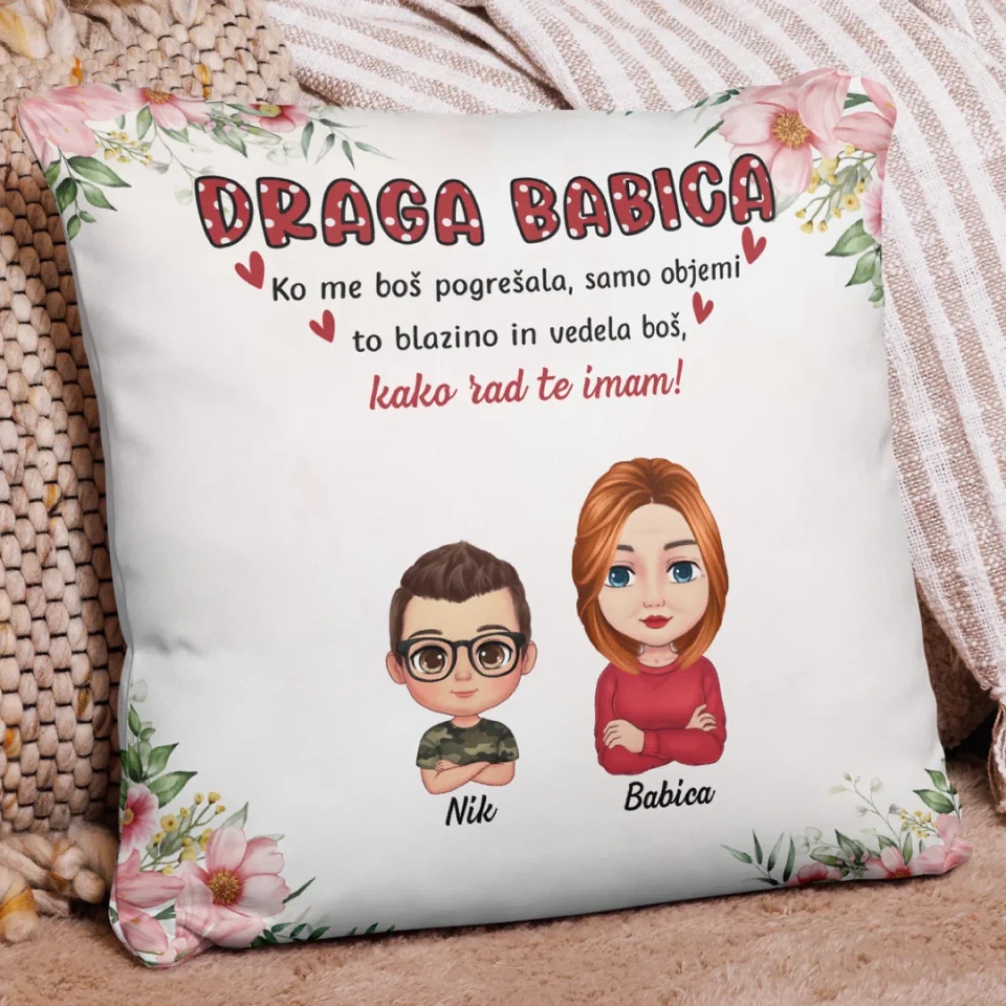 Unikatna blazina za materinski dan za babice z do 4 vnuki