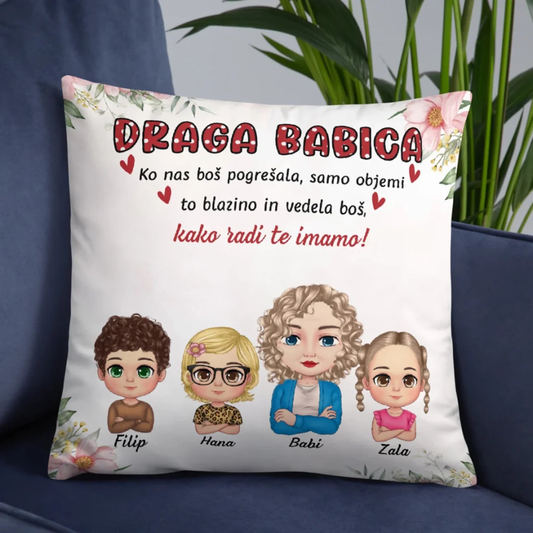 Unikatna blazina za materinski dan za babice z do 4 vnuki3