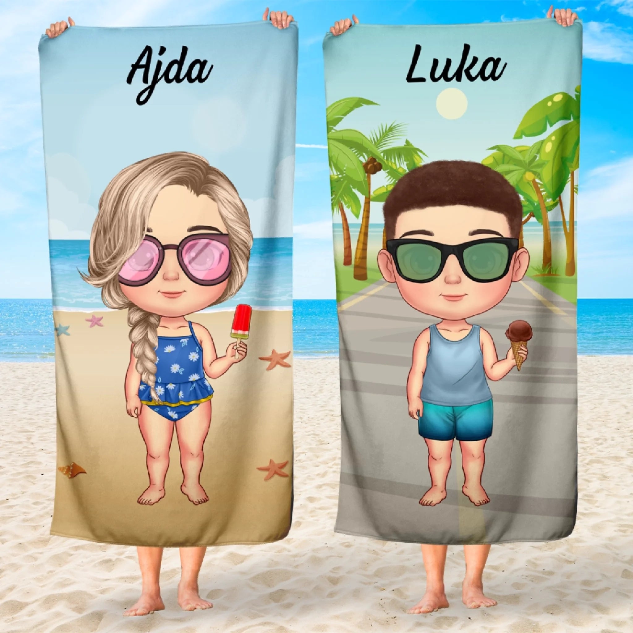 Unikatna brisače za otroke - na plaži