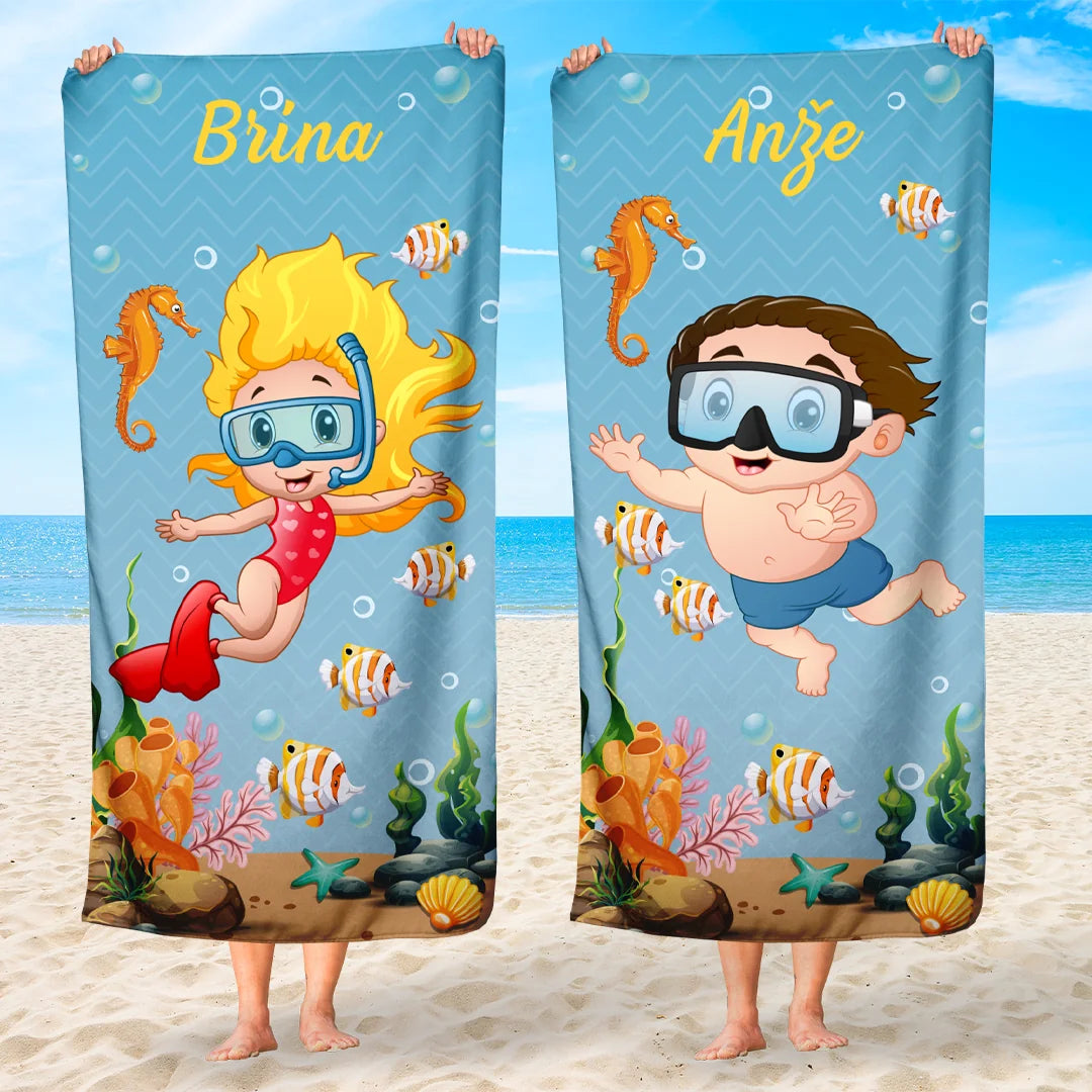 Unikatna brisače za plažo za otroke - potapljanje